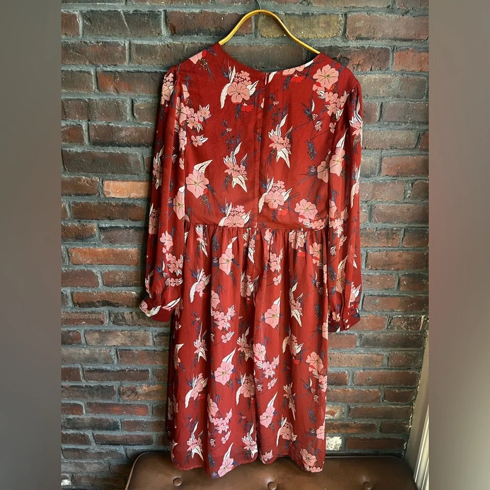 Anthropologie Dress sheer floral size 12 - Picture 3 of 8